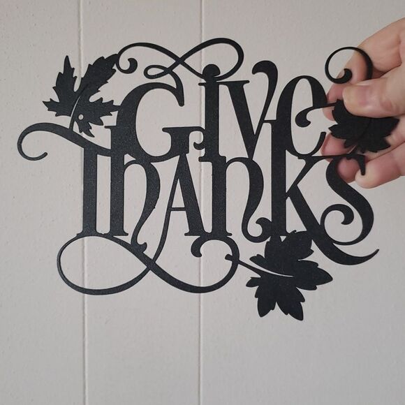 Black Matte "Give Thanks" Metal Wall Decor - Picture 1 of 4